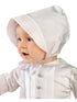 Baby Boys White Pleated Long Sleeve Long Baptism Cotton Coverall Hat Set 0-24M - SophiasStyle.com